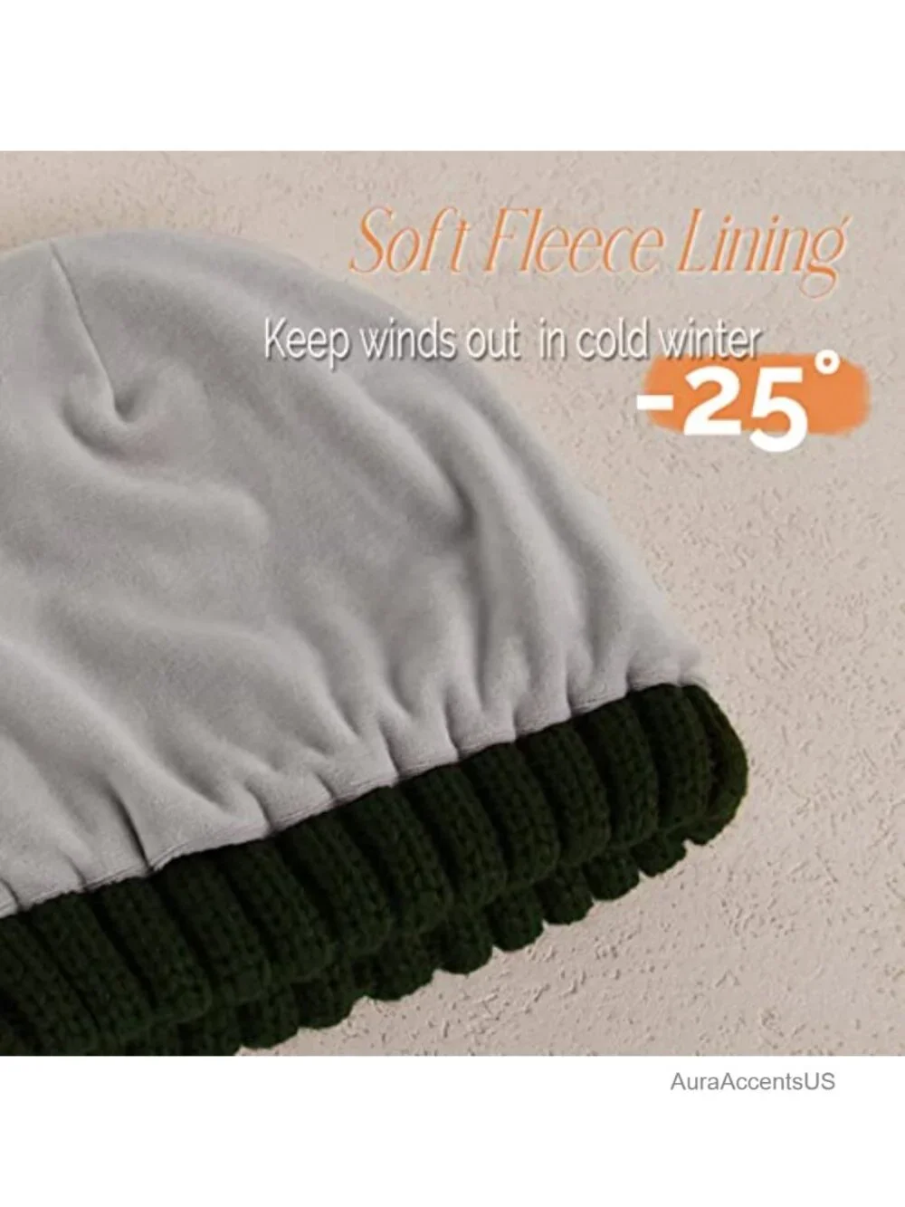 Women's Fleece Lined Knit Beanie with Pom Pom - Winter Hat
